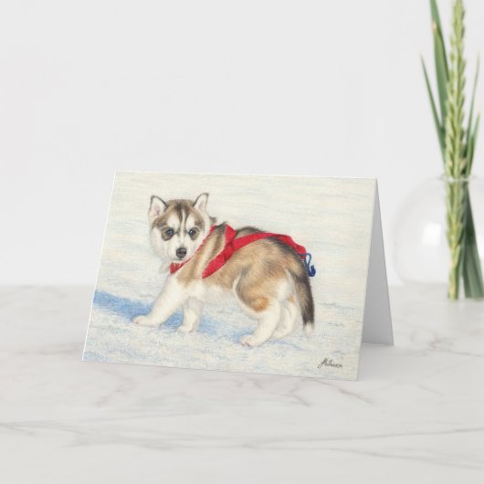 Siberische Husky puppy in de sneeuw Kaart (Voorkant)