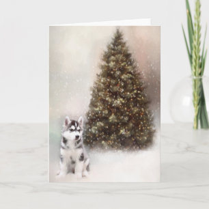 Siberische Husky Puppy Kerstmis Kaart