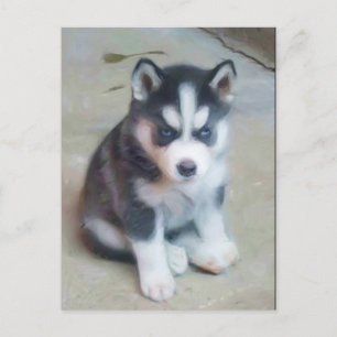 Siberische Husky puppy kunst briefkaart