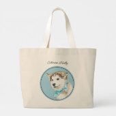 Siberische Husky Puppy Schilderen Koper Rode Hond Grote Tote Bag (Achterkant)