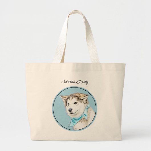 Siberische Husky Puppy Schilderen Koper Rode Hond Grote Tote Bag (Voorkant)