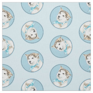 Siberische Husky Puppy Schilderen Koper Rode Hond  Stof