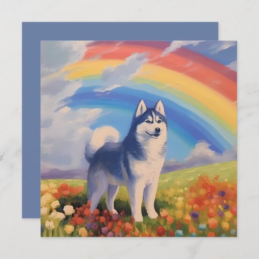 Siberische Husky Regenboog Memorial aangepaste hon (Voorkant / Achterkant)