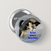 Siberische husky ronde button 5,7 cm (Voorkant /achterkant)