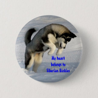 Siberische husky ronde button 5,7 cm