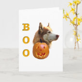Siberische Husky (rood) Boo Kaart (Gele Bloem)