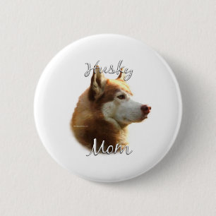 Siberische Husky (rood) Moeder 2 Ronde Button 5,7 Cm
