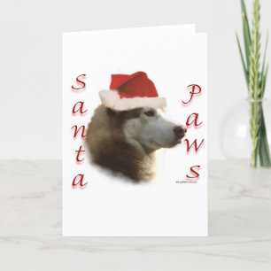 Siberische Husky Santa Paws Feestdagen Kaart