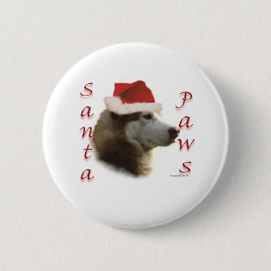 Siberische Husky Santa Paws Ronde Button 5,7 Cm
