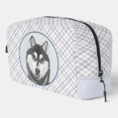 Siberische Husky Schilderij Zwart-wit Dog Art Toilettasje (Rechterhoek)