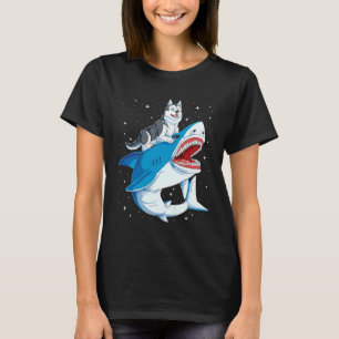 Siberische Husky Shark Jawsome Hondenruimte T-shirt