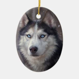 Siberische Husky Snow Keramisch Ornament