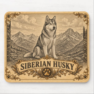 Siberische Husky, Vintage Heritage Dog Muismat