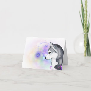 Siberische Husky wintersneeuw Flurry Note Kaart