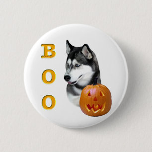 Siberische Husky (zwart) Boo Ronde Button 5,7 Cm