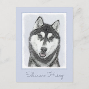 Siberische Husky (zwart en wit) schilderende hond Briefkaart