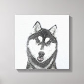Siberische Husky (zwart en wit) schilderende hond  Canvas Afdruk (Voorkant)