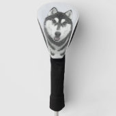 Siberische Husky (zwart en wit) schilderende hond Golfheadcover (Voorkant)