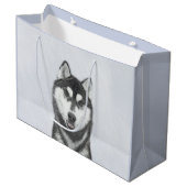 Siberische Husky (zwart en wit) schilderende hond  Groot Cadeauzakje (Voorkant Gekanteld)