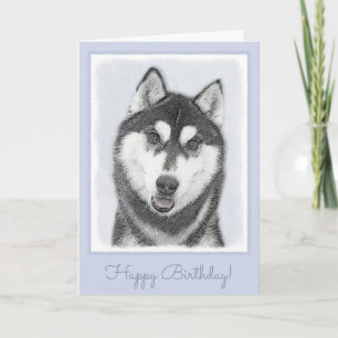 Siberische Husky (zwart en wit) schilderende hond Kaart