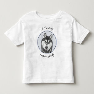 Siberische Husky (zwart en wit) schilderende hond Kinder Shirts