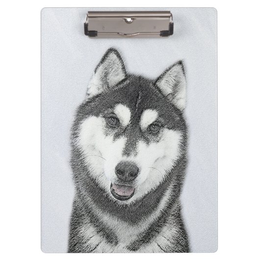 Siberische Husky (zwart en wit) schilderende hond Klembord (Voorkant)