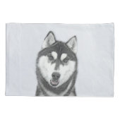 Siberische Husky (zwart en wit) schilderende hond Kussensloop (Achterkant)