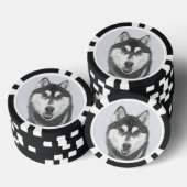 Siberische Husky (zwart en wit) schilderende hond Poker Chips (Opstapeling)