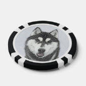 Siberische Husky (zwart en wit) schilderende hond Poker Chips