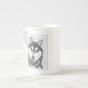 Siberische Husky (zwart en wit) schilderende hond Porselein Kop