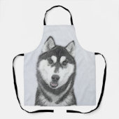 Siberische Husky (zwart en wit) schilderende hond Schort (Voorkant)