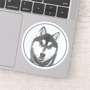 Siberische Husky (zwart en wit) schilderende hond Sticker