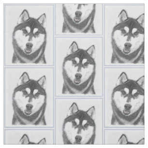 Siberische Husky (zwart en wit) schilderende hond Stof