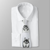Siberische Husky (zwart en wit) schilderende hond Stropdas (Gebonden)