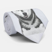 Siberische Husky (zwart en wit) schilderende hond Stropdas (Opgerold)