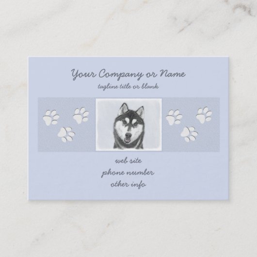 Siberische Husky (zwart en wit) schilderende hond Visitekaartje (Voorkant)