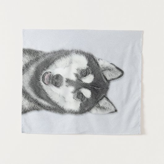Siberische Husky (zwart en wit) schilderende hond  Wandkleed (Voorkant (horizontaal))