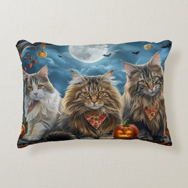 Siberische kat Halloween Spooky Accent Kussen (Voorkant)
