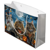 Siberische kat Halloween Spooky Groot Cadeauzakje (Achterkant Gekanteld)