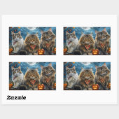 Siberische kat Halloween Spooky Rechthoekige Sticker (Vel)