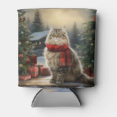 Siberische Kat in Sneeuw Kerstmis Blikjeskoeler (Voorkant)