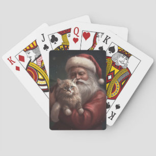 Siberische Kat Met Sinterklaas Feestelijke Kerstmi Pokerkaarten