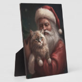 Siberische kat met Sinterklaas Festive Kerst Fotoplaat (Zijkant)