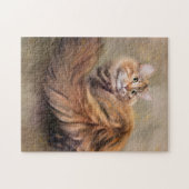 Siberische kattenportret-kunstolie legpuzzel (Horizontaal)