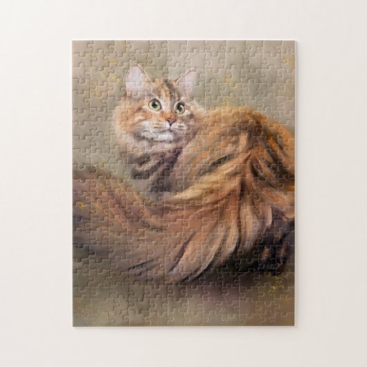 Siberische kattenportret-kunstolie legpuzzel (Verticaal)