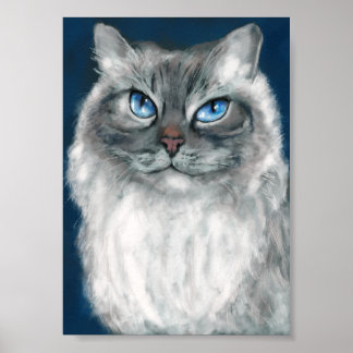 Siberische kattenprint poster
