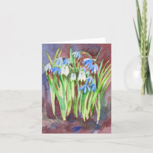 Siberische squill blauwe lente bloem schilderij feestdagen kaart