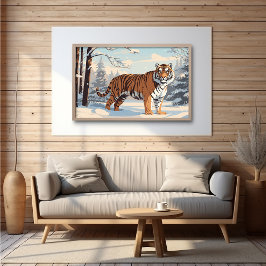 Siberische tijger in Bos - Ai Poster