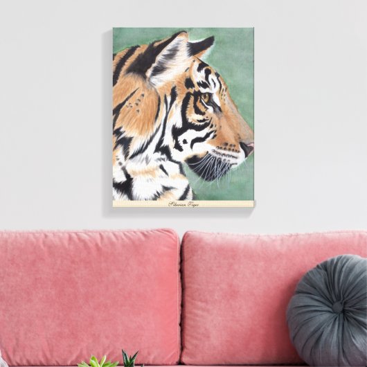 Siberische tijger - Oorspronkelijke Waterverf wand Canvas Afdruk (Insitu (Woonkamer))
