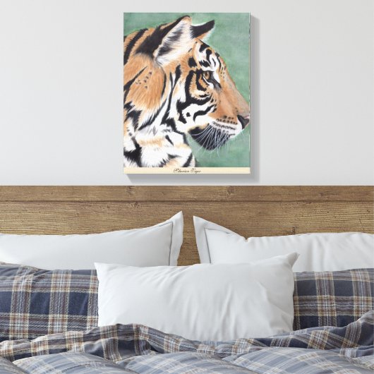 Siberische tijger - Oorspronkelijke Waterverf wand Canvas Afdruk (Insitu (Slaapkamer))